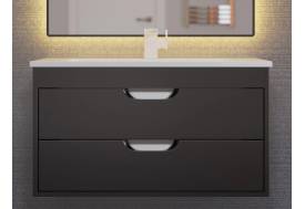 Тумба с раковиной Uperwood Modul матовая черная 80 см