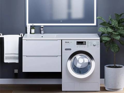 Тумба под стиральную машину Uperwood Tanos 60 см подвесная левая белый