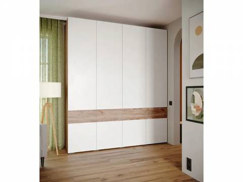 Шкаф четырехдверный Мерида дуб крафт табачный/белый