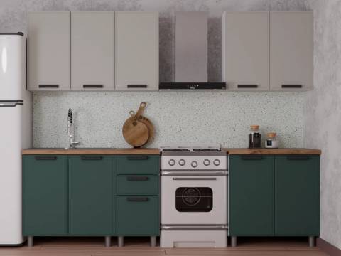 Кухонный гарнитур Магнолия 2000 мм Кашемир/Изумруд