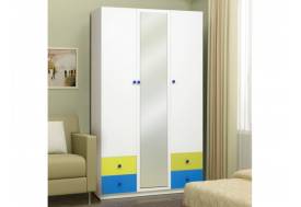 Шкаф 3-х дверный с ящиками и зеркалом Радуга