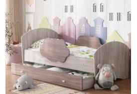 Кровать Тучка с бортиками и ящиком ясень шимо